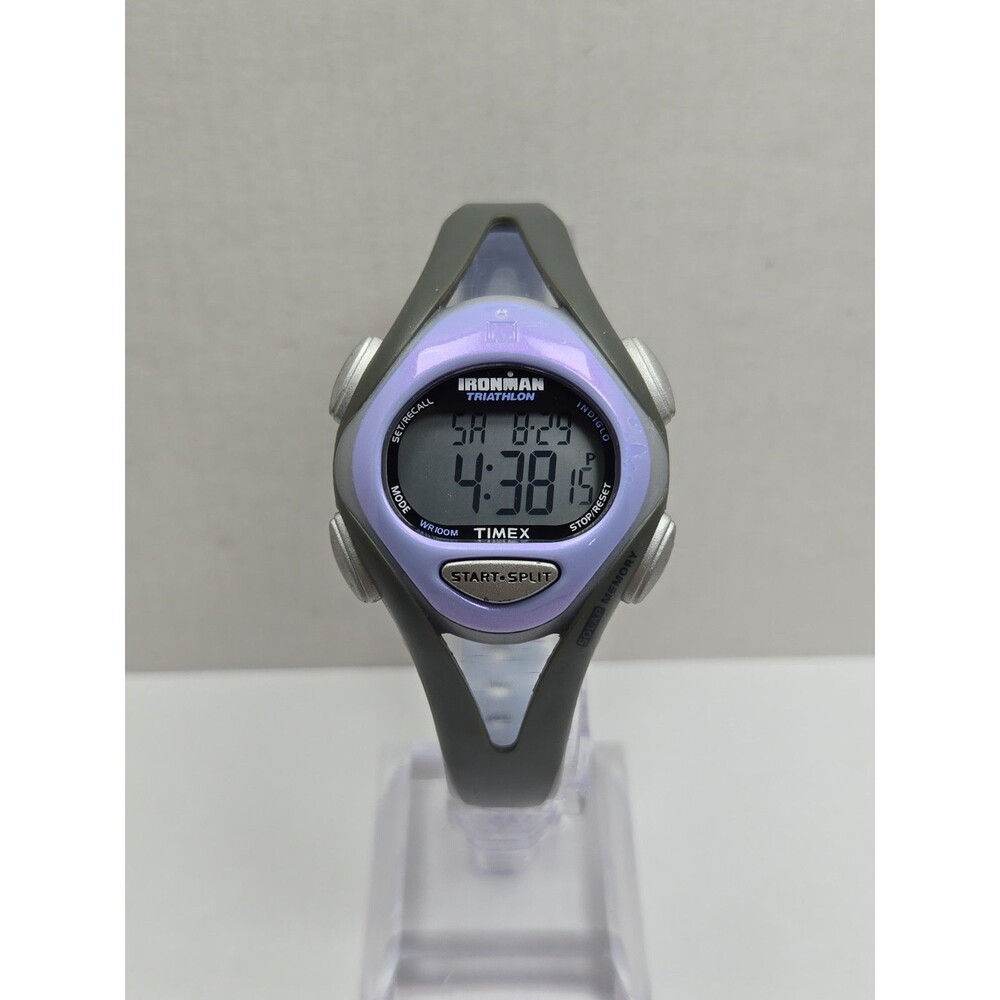 Timex Ironman Triathlon 50 Lap Purple Gray WR 100M Indiglo Watch New Battery